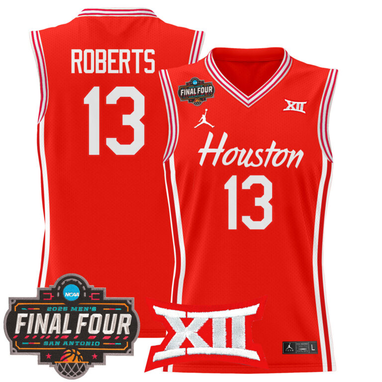 Men Houston Cougars #13 Roberts red 2025 Final Four Patch NCAA Jersey->more ncaa teams->NCAA Jersey